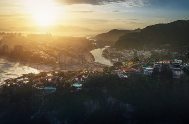 Aerial view of Barra da Tijuca Ponta da Joatinga at sunset - Rio de Janeiro, Brazil