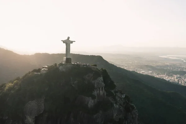 Christ Redeemer Statue Top Corcovado Mountain Rio Janeiro Brazil — Foto de Stock