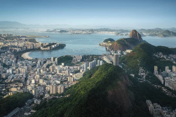 Вид Воздуха Гору Sugarloaf Залив Гуанабара Рио Жанейро Бразилия — стоковое фото