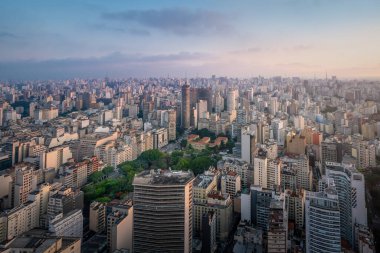 Aerial view of Sao Paulo Skyline with Italia and Copan Buildings - Sao Paulo, Brazil