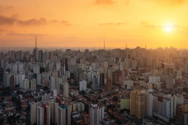 Aerial View Sao Paulo Skyline Aclimacao Neighborhood Sunset Sao Paulo — Stock Fotó