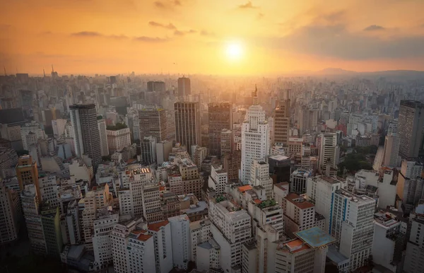 Aerial View Sao Paulo Historic City Center Sunset Altino Arantes —  Fotos de Stock