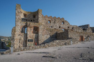 Bratislava, Slovakia - Oct 14, 2019: Middle Castle ruins of Devin Castle - Bratislava, Slovakia