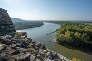 Aerial view of Morava and Danube Rivers at Devin - Bratislava, Slovakia