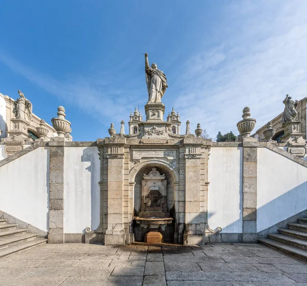 Braga Portugal Fevereiro 2020 Fonte Esperança Nas Três Virtudes Escadaria — Fotografia de Stock