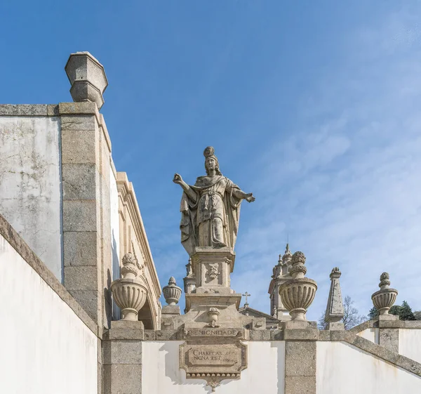 Braga Portugal Febrero 2020 Estatua Benignidad Escalera Las Tres Virtudes — Foto de Stock