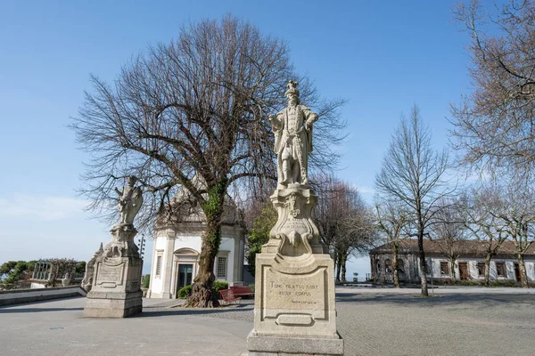 Braga Portugal Februar 2020 Pontius Pilatus Statue Auf Dem Tempelvorplatz — Stockfoto