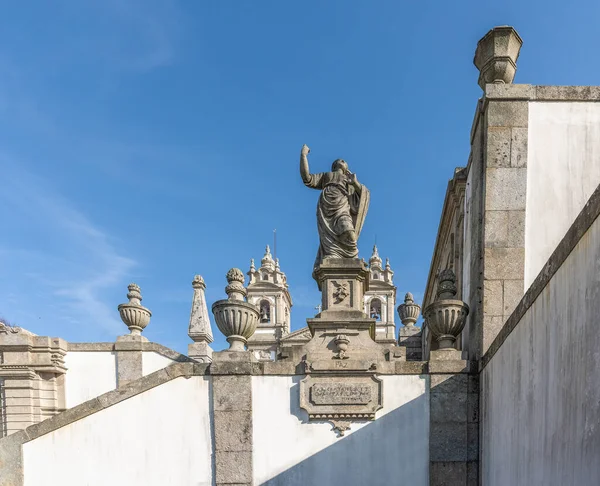 Braga Portugal Fevereiro 2020 Estátua Paz Nas Três Virtudes Escadaria — Fotografia de Stock