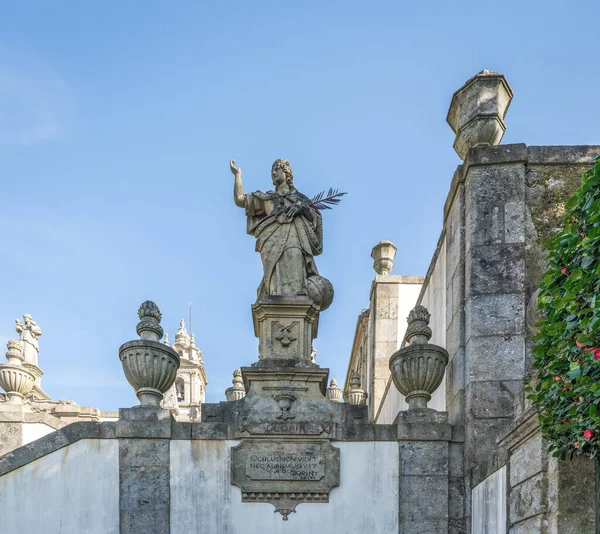 Braga Portugal Feb 2020 Estatua Gloria Tres Virtudes Escalera Santuario — Foto de Stock