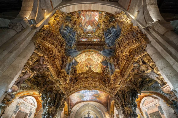브라가 포르투갈 Feb 2020 High Choir Golden Decoration Organs Braga — 스톡 사진