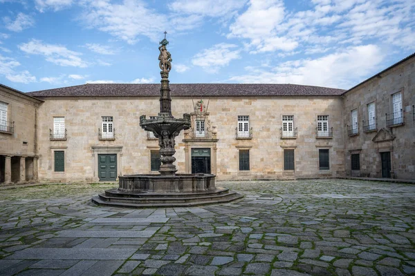 Hrad Fontána Arcibiskupský Palác Largo Paco Braga Portugalsko — Stock fotografie