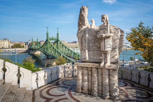 Budapest Ungarn Oktober 2019 Statue Des Heiligen Stephanus Auf Dem — Stockfoto