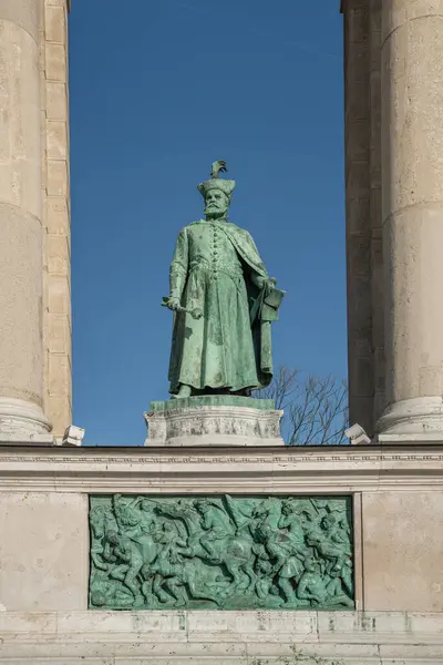 Stephen Bocskai Statue Millennium Monument Heroes Square Budapest Hungary — Stock Photo, Image