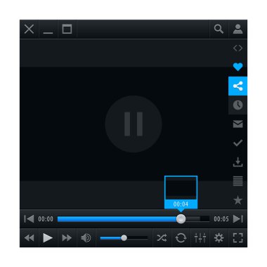 Media player ile video yükleme bar. Çağdaş klasik karanlık tarzı. Varyasyon 02 (mavi renk). Vektör çizimi web tasarım öğesi 10 eps kurtardı