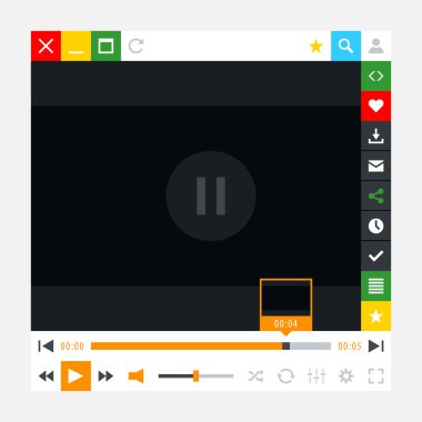 Media player ile video yükleme bar ve ek film düğmeleri.