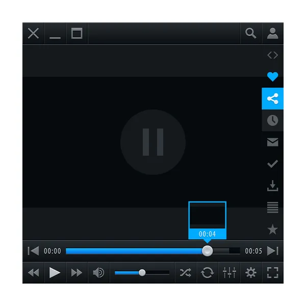 Media player with video loading bar. Contemporary classic dark style. Variation 02 (color blue). Vector illustration web design element saved in 10 eps — Stock Vector