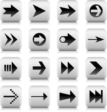 siyah bir ok ile 16 parlak düğme