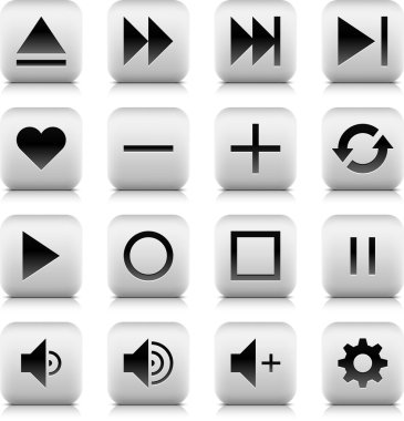 parlak medya player siyah piktogram denetim düğmesini işaret kümesi