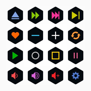 Media player denetimi düğmesini UI Icon set