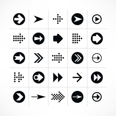 25 arrow sign pictogram set. clipart