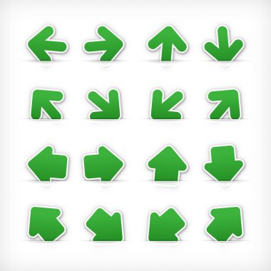 koyu yeşil ok işareti etiket kesim cep üzerine kağıt.