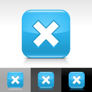 Beyaz ile mavi parlak web düğme silme işareti