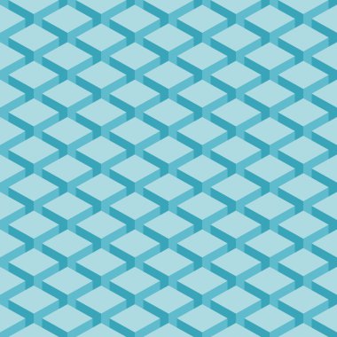 seamless modeli mavi arka plan. 3-b efekti küp perspektif ile yüzey. tekrarlama geometrik şekli ile eski retro duvar kağıdı.