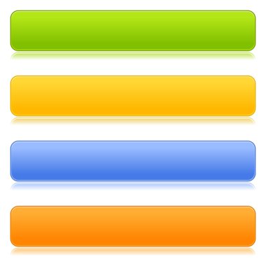 Beyaz arka plan yansıması ile saten renkli web 2.0 düğmeleri keçeleşmiş