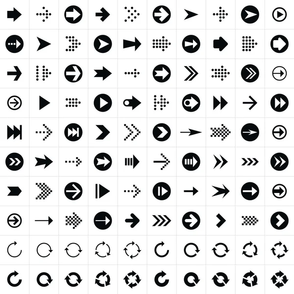 100 flecha icono de signo conjunto — Archivo Imágenes Vectoriales