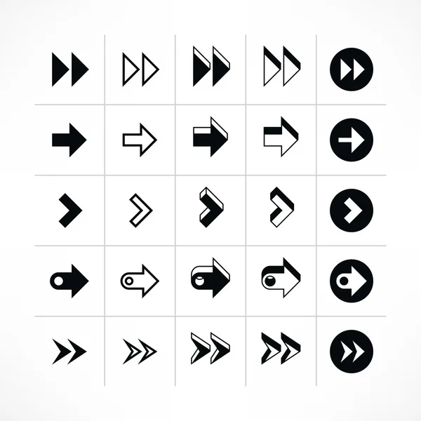 25 arrow sign pictogram set. — Stock Vector