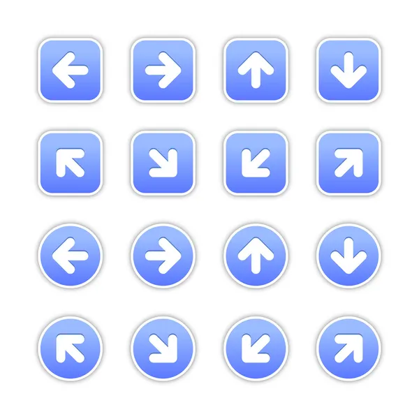 Pegatinas azules con el signo de flecha — Vector de stock