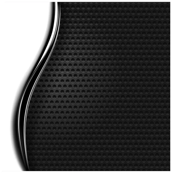 Metal perforated seamless texture. White and black dotted surface background with dark chrome metal strip. — Stock Vector