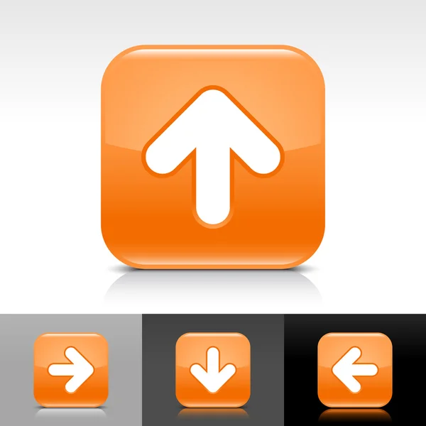 Botón web brillante naranja con signo de flecha blanca — Archivo Imágenes Vectoriales