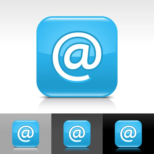 Bouton web bleu brillant avec signe noir . — Image vectorielle