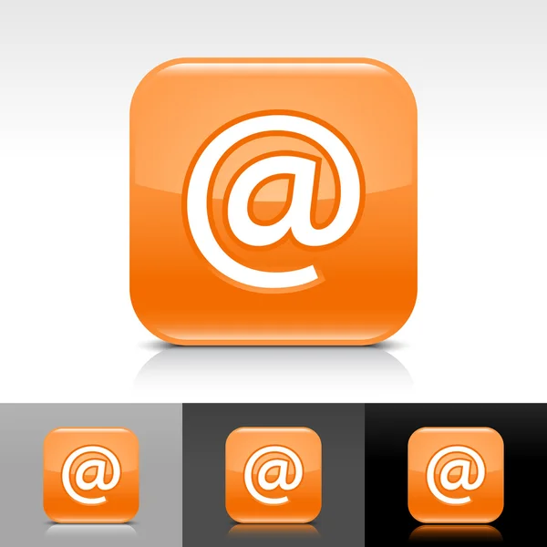 Bouton web brillant orange avec signe noir . — Image vectorielle