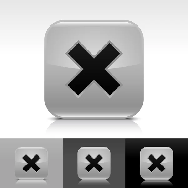 Серый глянцевый веб-кнопка с черным знаком удаления — стоковый вектор