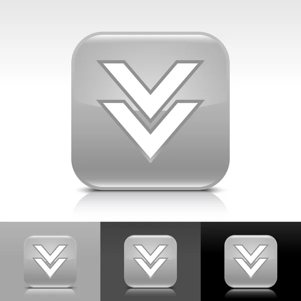 Сіра глянцева веб-кнопка з білою стрілкою для завантаження — стоковий вектор