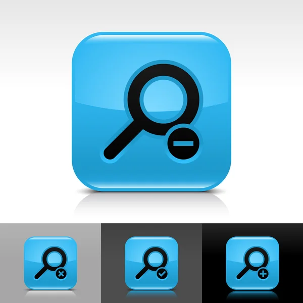 与黑搜索标志的蓝色光泽 web 按钮 — 图库矢量图片