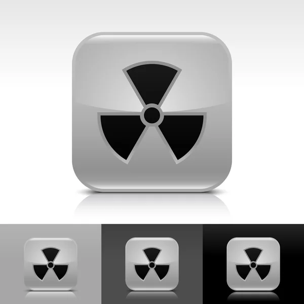 Gris brillante web botón de Internet con signo de radiación — Archivo Imágenes Vectoriales