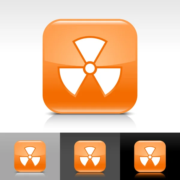 Orange glossy web internet button with radiation sign — Stock Vector