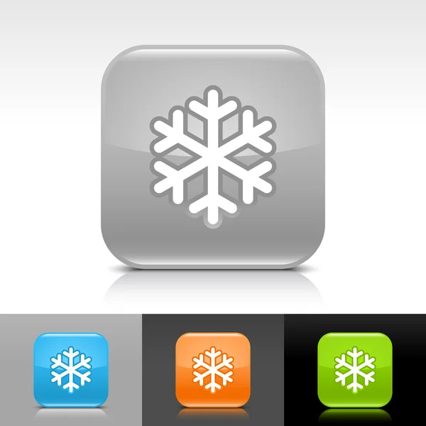 具有低温白色雪花标志的灰色、 蓝色、 橙色、 绿色光泽 web 按钮。圆角的方形图标，带阴影，白色、 灰色、 黑色背景的思考. — 图库矢量图片