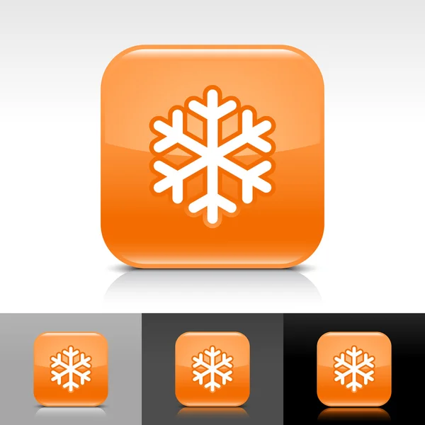 Orange glansig webben knappen med låg temperatur svart snöflinga tecken. — Stock vektor