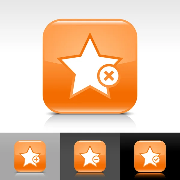 Bouton web brillant orange avec signe étoile noire . — Image vectorielle