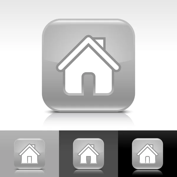 Gris brillante botón de Internet web con el icono blanco de inicio signo web — Archivo Imágenes Vectoriales