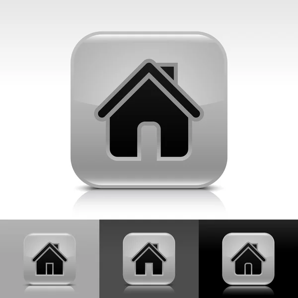 Bouton internet brillant gris avec icône de la maison noire signe web — Image vectorielle