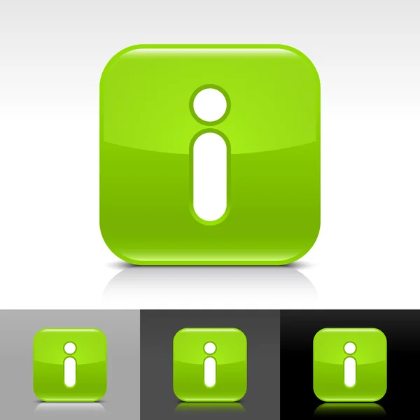 Verde brillante botón de Internet web con signo de información — Archivo Imágenes Vectoriales