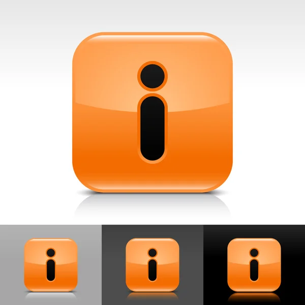 Orange glossy web internet button with information sign — стоковий вектор