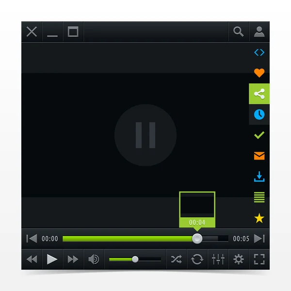 Média player felhasználói felület felület video berakodás büfé és további film gombok. — Stock Vector