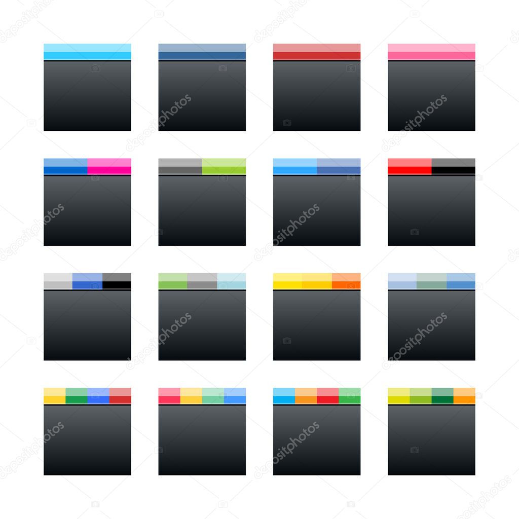 Simple popular social networks icon. Black square shape internet button with popular colors striped lines on white background.