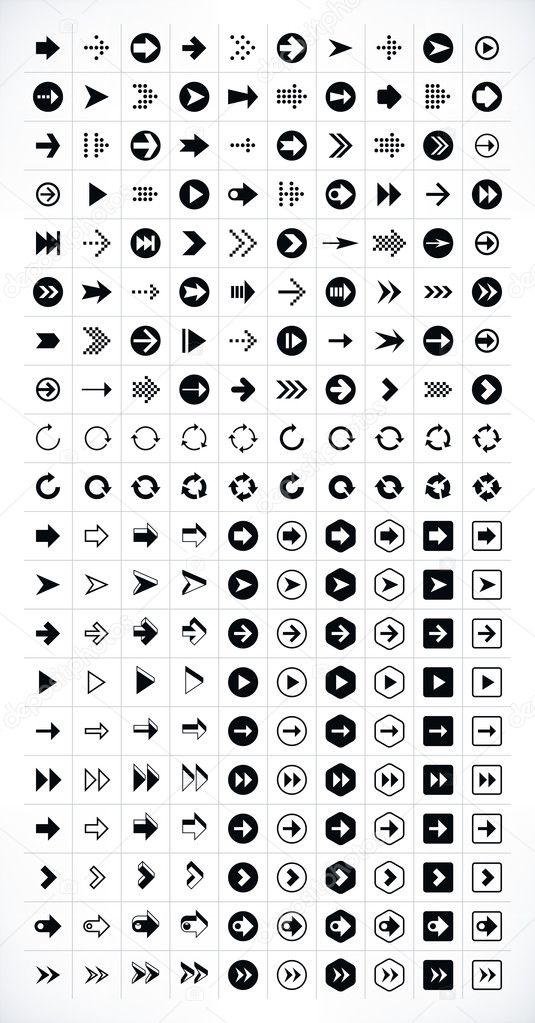 arrow sign icon set. . Modern simple pictogram minimal, flat, solid, mono, monochrome, plain, contemporary style. Vector illustration web internet design elements in 8 eps